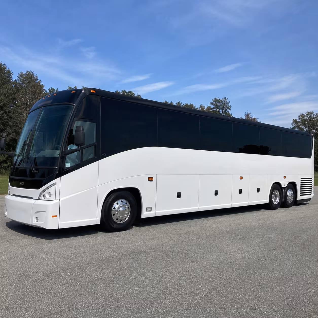 bridal party transportation buses from getting ready to the ceremony